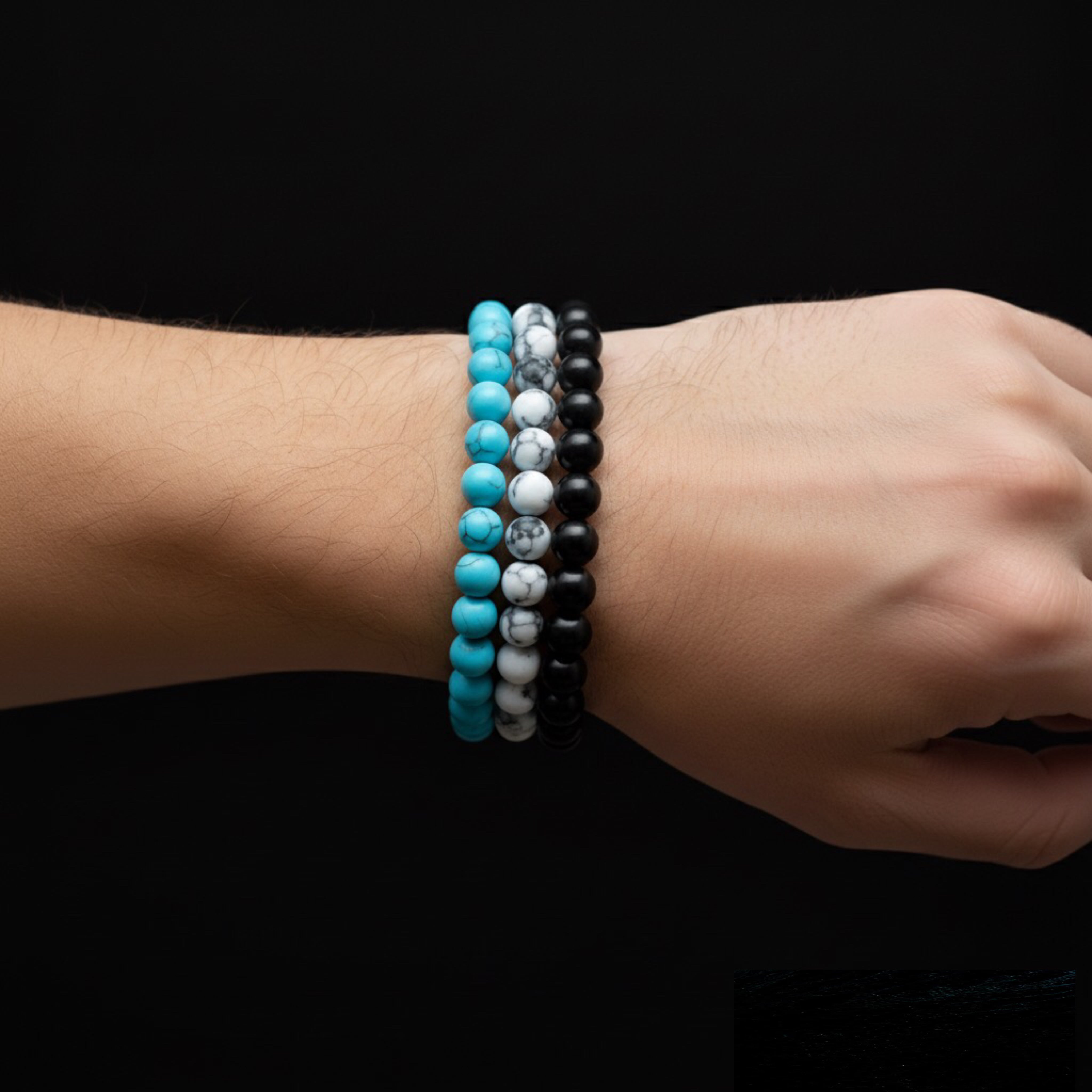 Multi-Color Natural Stone Bracelet – Stress Relief, & Non-fading shine with 3pack bundle.