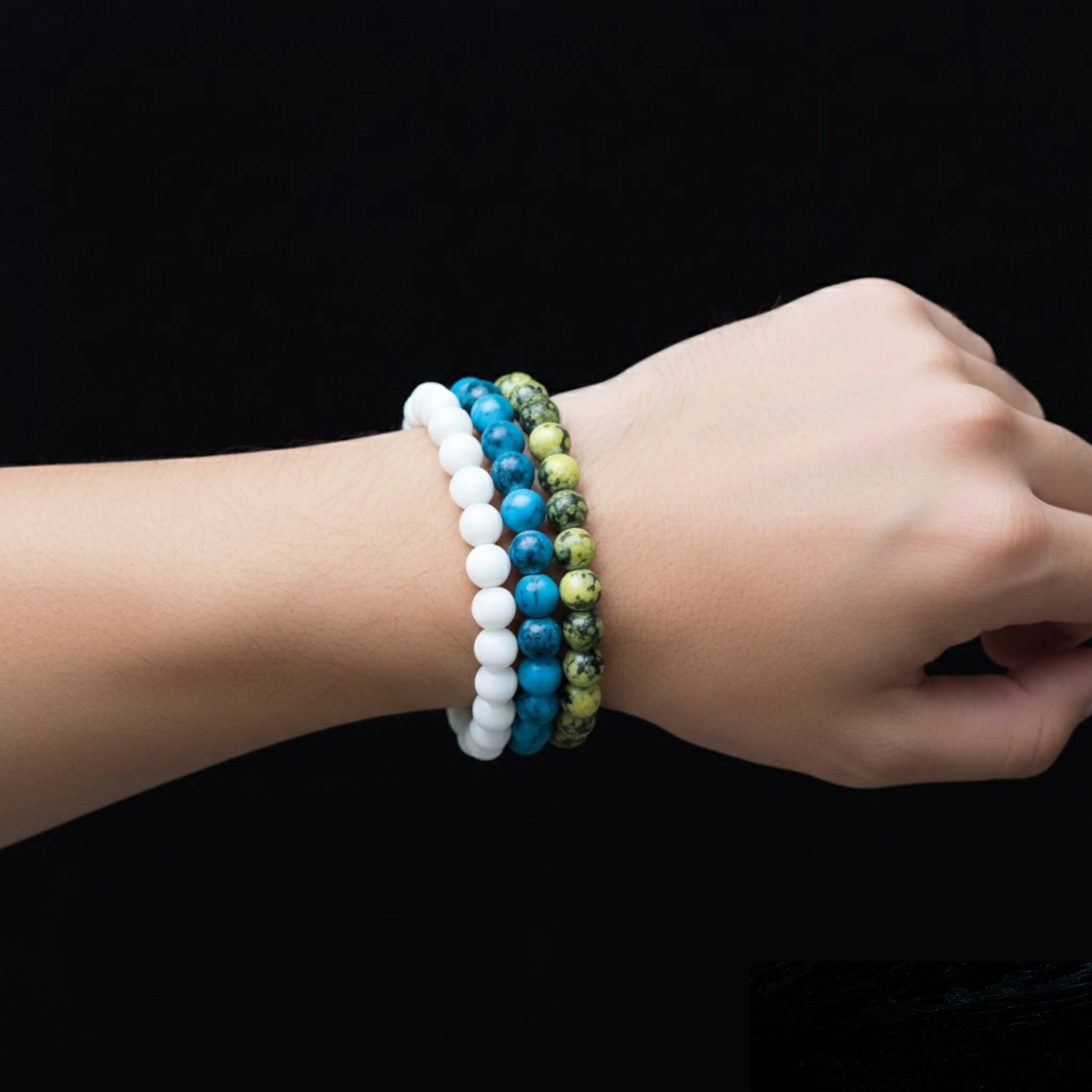 Premium Multi-Color Natural Stone Bracelet – Stress Relief, & Non-fading shine with 3pack. NEOLIGHT