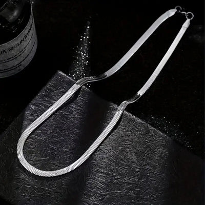 Luxury Silver Snake Chain Necklace – Sleek & Minimalist Unisex Jewelry.
