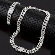 Luxury Iced Out Cuban Link Chain & Bracelet Set – Silver Plated Hip Hop Jewelry NEOLIGHT