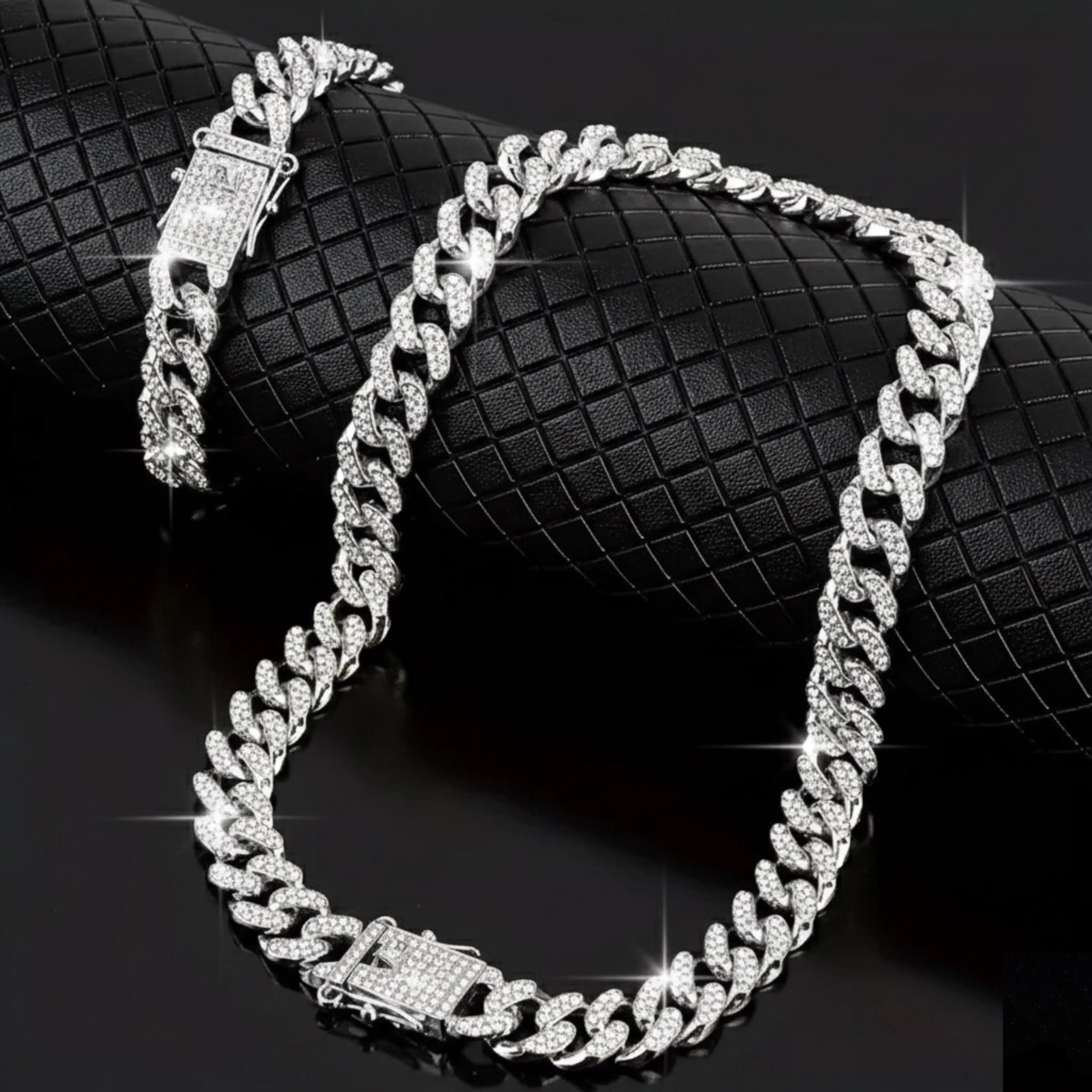 Luxury Iced Out Cuban Link Chain & Bracelet Set – Silver Plated Hip Hop Jewelry NEOLIGHT