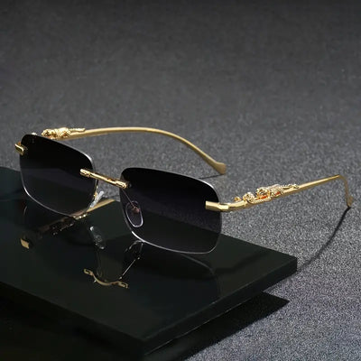 Cheetah style sunglasses rimless & stainless steel with High Quality
